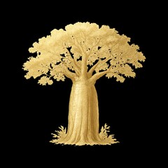 Obraz premium Golden tree silhouette on black