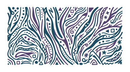 Fototapeta premium Intricate abstract illustration with flowing organic lines, geometric shapes, and whimsical dots, concept for modern bohemian artistic expression, ideal for textile prints, greeting cards, and