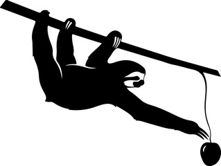 Fototapeta premium Sloth Reaching for Hanging Fruit While Suspended from Tree Branch