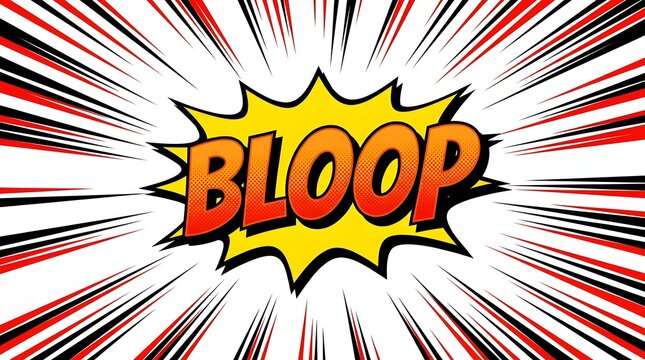 Comic style explosion with text 'BLOOP' in vibrant colors