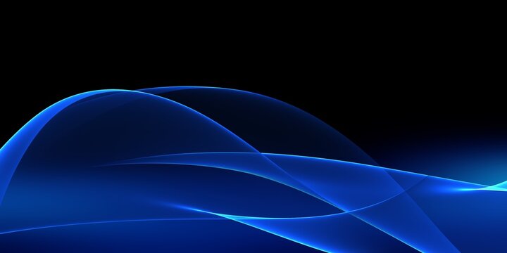 Blue glowing wavy line background. Abstract futuristic wallpaper technology concept.
