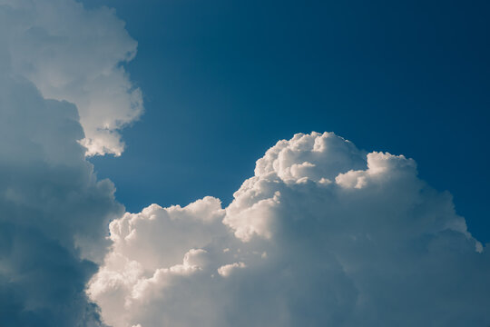 Dramatic White Big Clouds And Blue Sky Summer Season