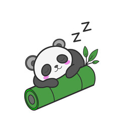 Cute panda sleeping on bamboo trunk vector illustration isolated on white background. Cute animal character concept. © Sengxeu
