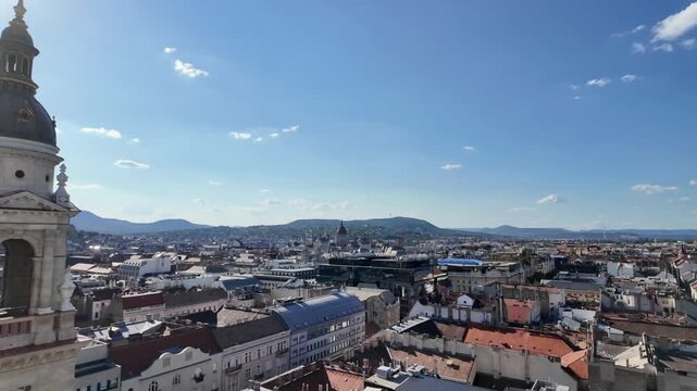 Aerial Panorama of Budapest Pest District on a Sunny Day
