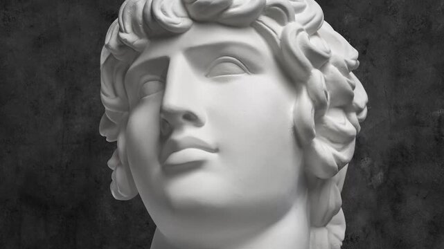 Modern creative concept with ancient statue. GIF with antique sculpture of human face. Funky art.