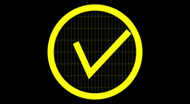 tik mark icon yellow color animation. check mark 4k video. black background,  Success, accepted icon video footage. 4k video,,,