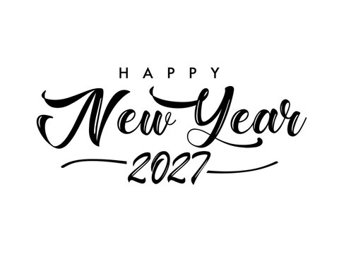 Happy New Year 2027 with calligraphy line divider. Vector illustration for New Year 2027 greeting card or poster design