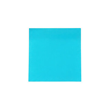 Bright cyan square paper note isolated on transparent background