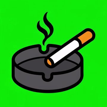 Cigarette and Ashtray Smoking Loop Animation, Green Screen Background