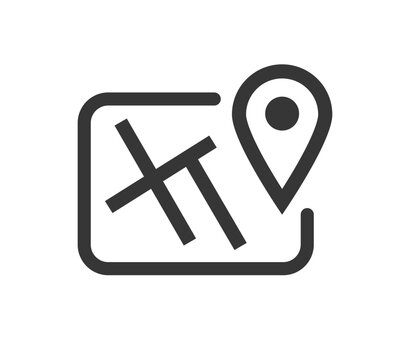 Map icon simple line stroke graphic, city pin location gps navigation sign symbol outline minimal style pictogram clip art
