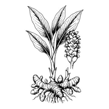 Curcuma zedoaria Botanical Illustration