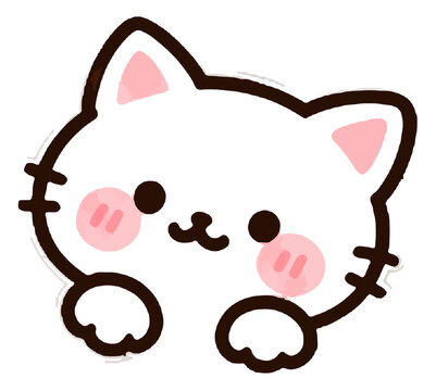 두 발을 내밀고 빼꼼 인사하는 귀여운 흰 고양이