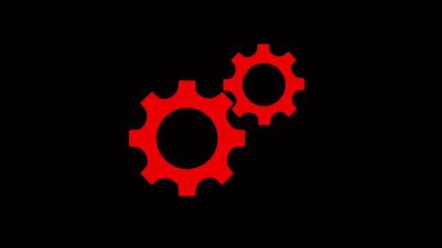 Update glowing setting icon setup animation. setting icon with spinning gears icon animated.