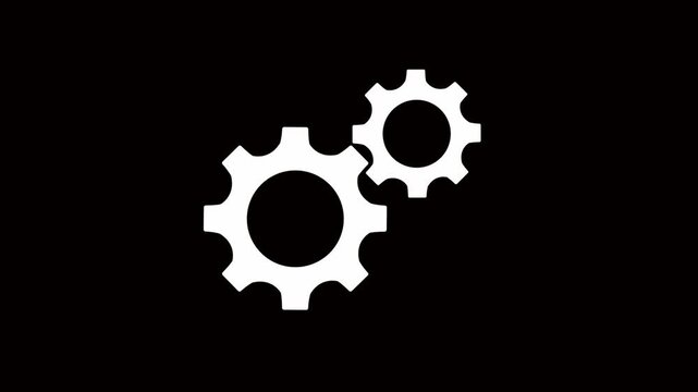 Update glowing setting icon setup animation. setting icon with spinning gears icon animated. Technology gear icon concept animation. on a black background.4k