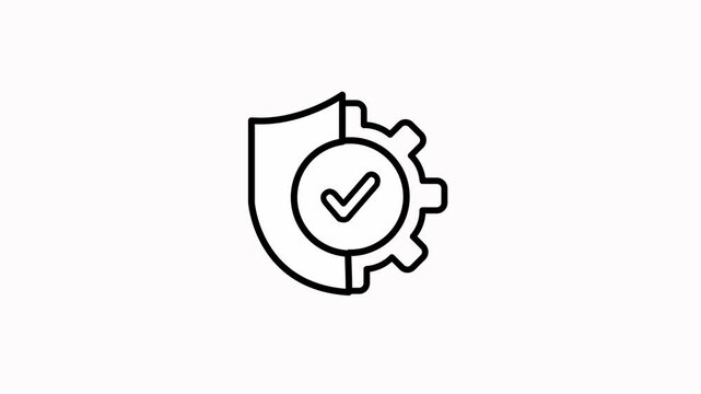 Security, safety, shield protection management icon animation. Secure, safe, protect, guard, privacy, defence manage animated symbol. 4K animation on white background