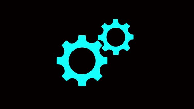 Update glowing setting icon setup animation. setting icon with spinning gears icon animated. Technology gear icon concept animation. Motion graphics of setting icon concept. 4k video