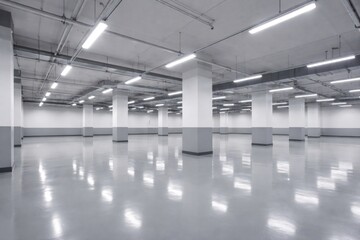 Obraz premium Spacious industrial empty warehouse interior.