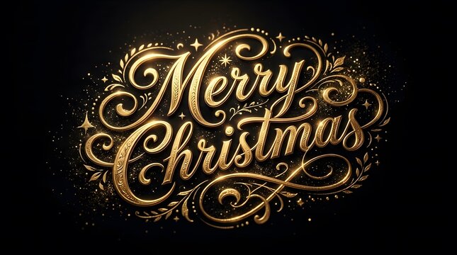 A stunning ornate and festive 'merry christmas' calligraphy design perfect for holiday greetings and celebrations