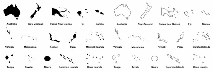 Australia and Oceania Map Vector Set © alinalm