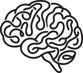 Fototapeta premium Minimalist Continuous Line Drawing of a Brain Symbolizing Human Thought, Wisdom, Learning Processes, and Creative Ideation