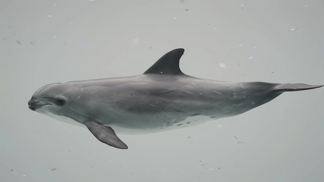 Wild porpoise swimming gracefully underwater in the open ocean