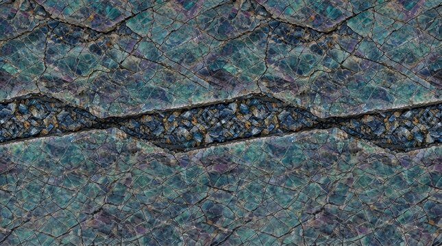 Intricate blue green stone surface with natural crack texture