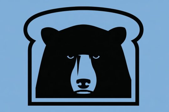 Black Bear Face Inside a Bread Slice Outline