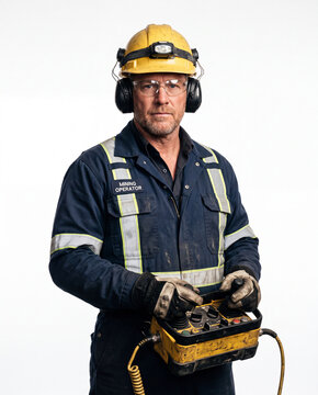 Mining drill operator representing industrial drilling, excavation, mineral extraction, heavy equipment and workplace safety.