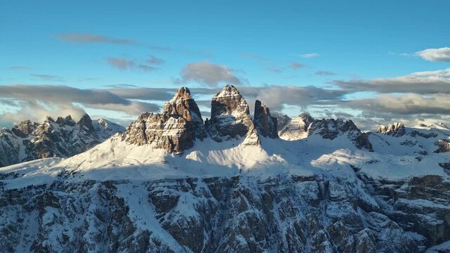 Beautiful Panorama of Dolomites Mountains During Winter