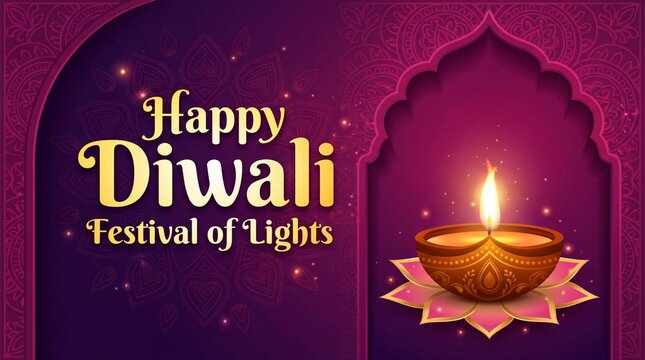 Happy Diwali festival with oil lamp, Rangoli decoration with Diya, Diwali holiday Background with rangoli, Diwali celebration greeting card,vector.