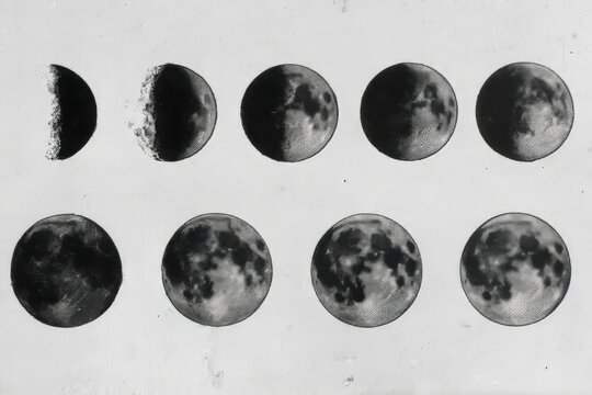 Moon Phase Illustration Collection on a Light Background