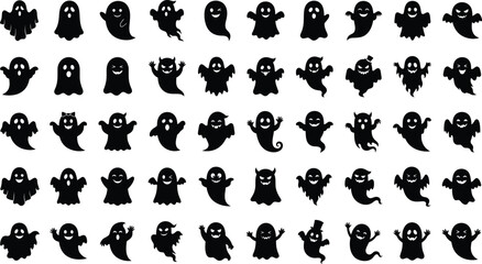 Obraz premium Halloween Ghost Pumpkin Witch and Spooky Icon Collection
