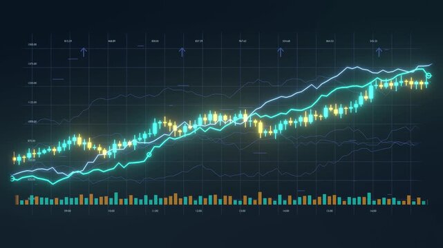 Global market Business stock market trading, info graphic with animated graphs charts finance bg able to loop endless 4k