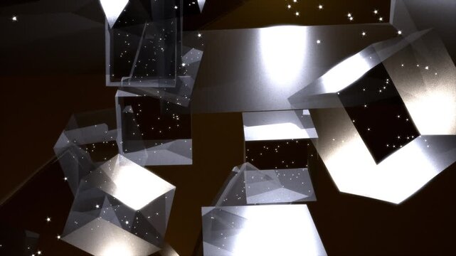 Abstract silver light background with floating cubes of soft light (4K loop)