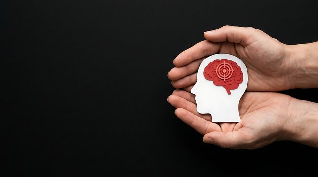 Hands holding human head and brain cutout for world stroke day
