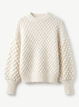 Sweater knitted wool winter clothing warm pullover apparel fashion knitwear cozy cream garment texture