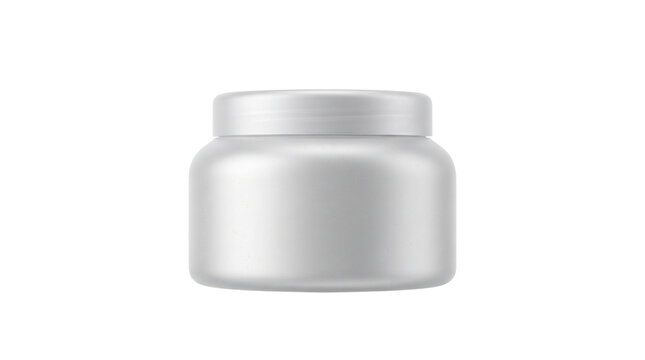 Minimalist white cosmetic jar mockup, matte plastic cream container for skincare, blank beauty product packaging for lotion or moisturizer branding isolated PNG with Transparent Background