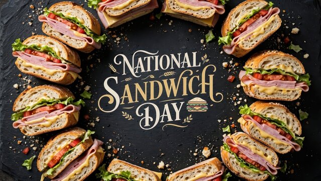National Sandwich Day celebration with assorted sandwiches