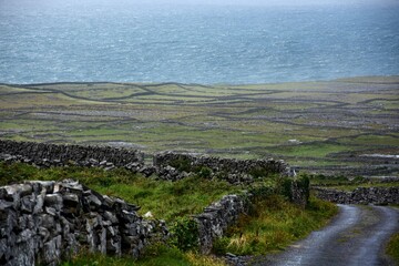 Stone-Walled Fields Stretching Toward the Atlantic Ocean on Inishmore, Ireland © Ramona
