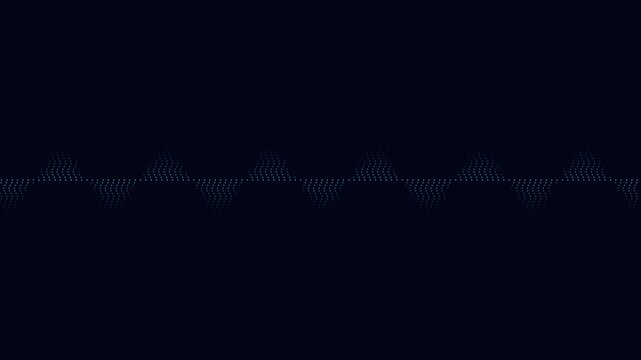 Faded dark blue digital audio frequency wave line on black background
