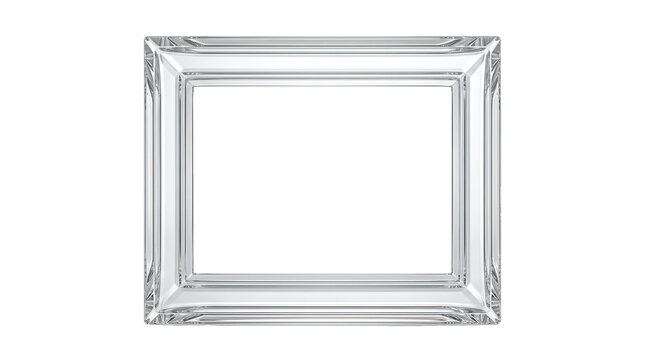A classic silver rectangular picture frame with a decorative border design presented as an isolated object on a transparent background for easy creative editing isolated on transparent background