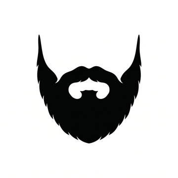 Man's Facial Hair Silhouette Set Black and White