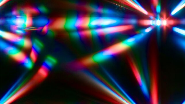 Abstract Blurry Multicolored Neon Light Trails in Motion