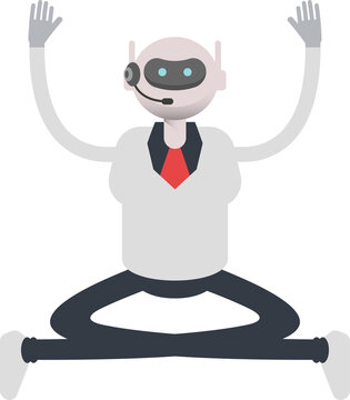 Operator Robot Character Sitting Illustration
