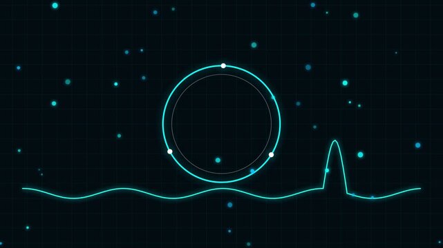 Digital health monitor pulse wave line with glowing circle interface heartbeat monitor medical