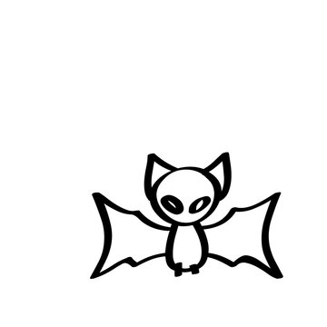 Cute cartoon bat with cat face flying