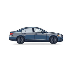 Fototapeta premium Modern Sedan Car Illustration, Isolated on Transparent Background - Sleek Blue Automobile