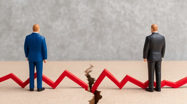 Toxic leadership, burnout emotional stress, employees, Workplace Conflict: Goal Misalignment Due to Poor Leadership - Concept of Broken Line Graph Representation with Copy Space for Text