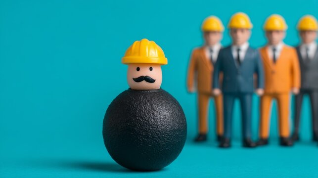 Toxic leadership, burnout emotional stress, employees, Silent Suffering in Toxic Workplace - Employee Holding Stress Bomb Ignored by Team ,Concept of Mental Health, Stress Management