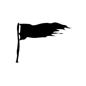 Black flag waving on a pole